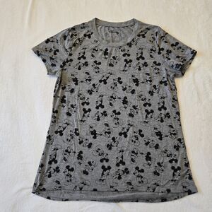 Disney Women's Gray and Black Mickey Mouse Tee
